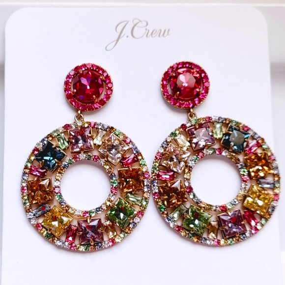 J. Crew Jewelry - J.CREW RAINBOW CRYSTAL COCKTAIL EARRINGS